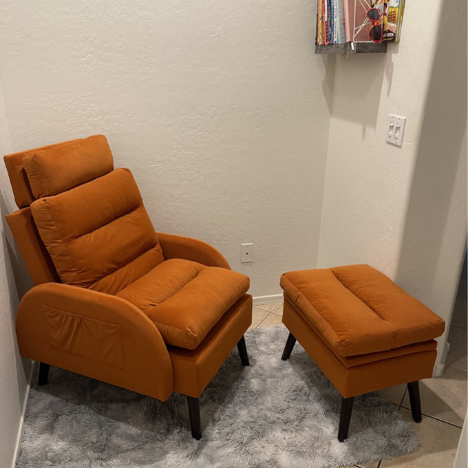 George Oliver Jonilda Upholstered Accent Chair and Ottoman with